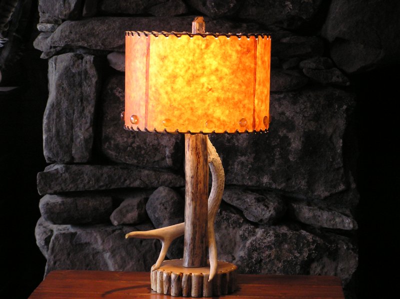 Cabin Table Lamps on Cabin Lamp With 8  Drum Shade   Glass Beads